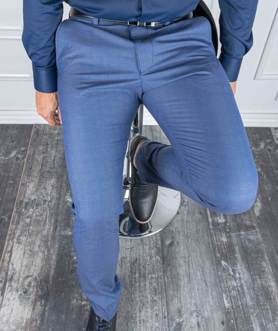 Мъжки син панталон каре с 5 джоба