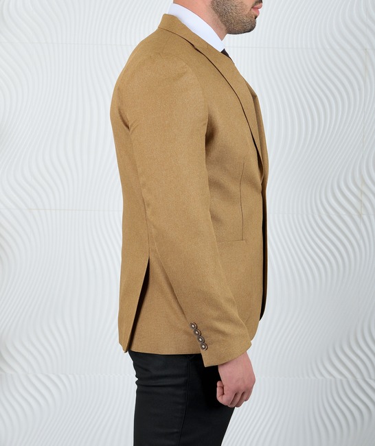 Елегантно мъжко сако в цвят горчица с едно копче
