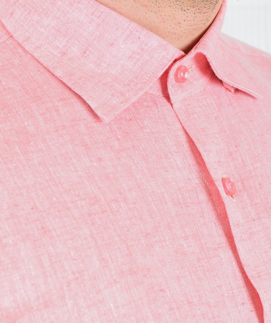 Мъжка ленена риза цвят диня
