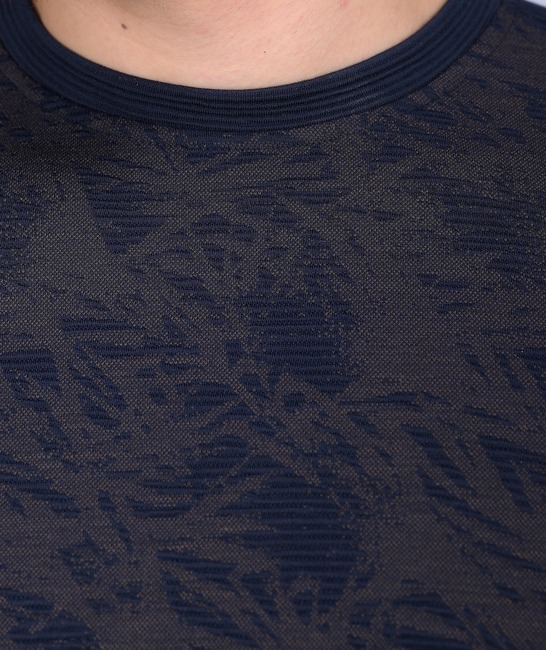 Мъжка синя памучна блуза с 3D текстура