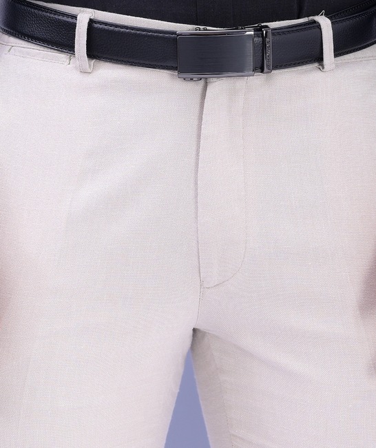 Луксозен мъжки ленен панталон в екрю