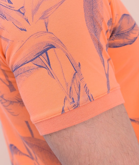 Тениска тип Лакоста в оранжево на листа мъжка