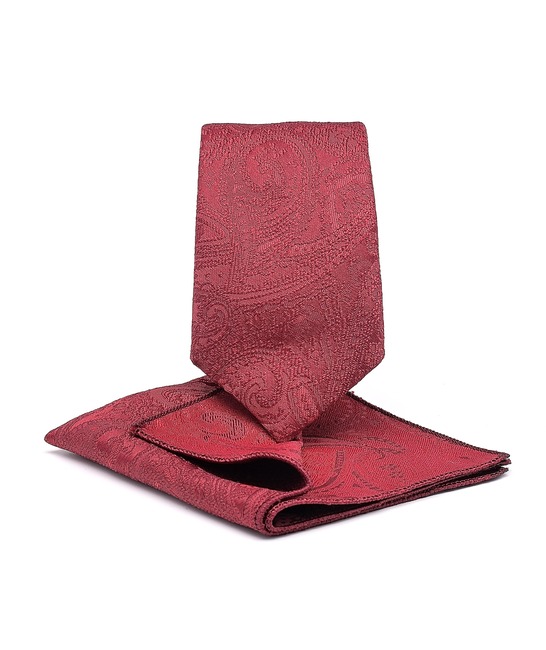 Луксозна вратовръзка на пейсли елементи цвят бордо