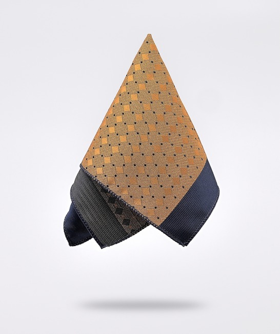 Premium вратовръзка цвят горчица на квадрати