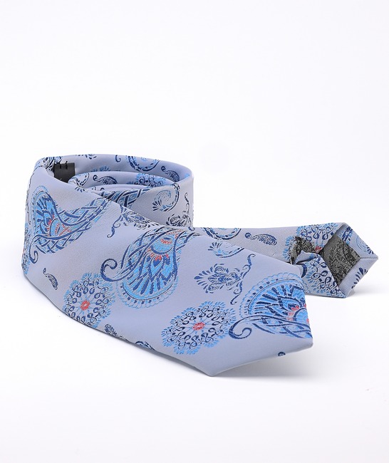 Светло синя стилна вратовръзка на пейсли елементи